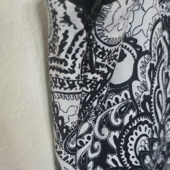 London Style Black White Paisley Office Dress Sleeveless Midi Size 16 - Picture 2 of 5